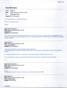 Printed emails about 'TWS Member'.