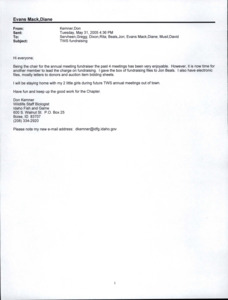 A printed email about 'TWS fundraising'.
