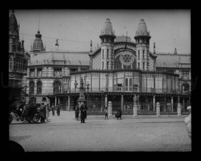 The Kursaal with the Rotary International logo on facade in Ostend, Belgium.