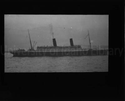 A large ocean liner at sea.