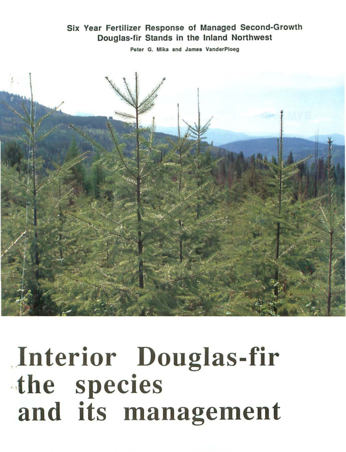 Growth data collected from 94 Douglas-fir sites in  six geographic regions of the Intermountain Northwest  were used to determine six-year growth response of  managed Douglas-fir stands to two rates of nitrogen  fertilizer. Fertilizer rates were 200 and 400 pounds  nitrogen per acre in the form of urea. An analysis of  covariance model was used to estimate treatment effects  and differences in growth among regions, adjusting  for site differences in initial basal area per acre.In 1980, 1981 and 1982 the Intermountain Forest Tree Nutrition Cooperative (IFTNC) established large scale fertilization study trials to study the effects of nitrogen fertilization on forest nutrition, growth and survival of second-growth, even-aged Rocky Mountain Douglas-fir.  The purpose of this paper is to summarize the Douglas-fir study trial data results presented in the 1988 IFTNC workshop.