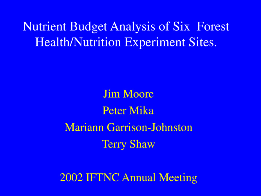 2002 Annual Meeting Presentation
