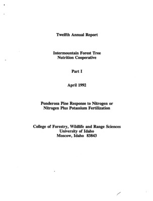 Forest fertilization for enhancing tree growth and improving the value of harvested timber has been an effective silvicultural practice in the Inland Northwest forests. Early large scale study trials were installed in 1980, 1981 and 1982 to study the effects of nitrogen fertilization on forest nutrition, growth and survival of second-growth, even-aged Rocky Mountain Douglas-fir. A total of 98 research sites located across six ecologically diverse geographic regions throughout the Intermountain Northwest were respectively monitored for twelve, fourteen and sixteen years after establishment. Subsequent evidence from the Douglas-fir trials suggested that elements other than nitrogen, particularly potassium, may be limiting on some forest site types and may have significant influence on forest health. In response, a subset of the original trials was retreated in 1987 and 1988 with nitrogen and/or nitrogen plus potassium treatments. Technical and refereed documents include initial establishment and growth responses. Additional documentation is also presented for the 1987 and 1988 retreatment.