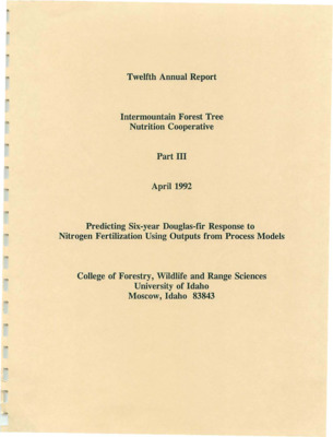 Forest fertilization for enhancing tree growth and improving the value of harvested timber has been an effective silvicultural practice in the Inland Northwest forests. Early large scale study trials were installed in 1980, 1981 and 1982 to study the effects of nitrogen fertilization on forest nutrition, growth and survival of second-growth, even-aged Rocky Mountain Douglas-fir. A total of 98 research sites located across six ecologically diverse geographic regions throughout the Intermountain Northwest were respectively monitored for twelve, fourteen and sixteen years after establishment. Subsequent evidence from the Douglas-fir trials suggested that elements other than nitrogen, particularly potassium, may be limiting on some forest site types and may have significant influence on forest health. In response, a subset of the original trials was retreated in 1987 and 1988 with nitrogen and/or nitrogen plus potassium treatments. Technical and refereed documents include initial establishment and growth responses. Additional documentation is also presented for the 1987 and 1988 retreatment.