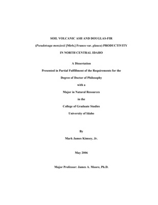 Volcanic ash distribution, thickness, and its role in Douglas-fir (Pseudotsuga menziesii [Mirb.] Franco var. glauca) site index (SI) were determined for a forested region of north central Idaho. Ash thickness (AT) and Douglas-fir SI measurements were collected from local Natural Resource Conservation Service soil surveys and through newly installed field plots. Climatic, ecological, edaphic, geologic, and topographic data were collected from field observations or derived from digital elevation models. Three statistical models were developed to estimate AT and two models for predicting Douglas-fir SI. The modelled relationships were spatially displayed using a geographicl information system (GIS).  Statistical model 1 was developed to estimate AT using ecologically based plant associations as an explanatory variable. Climax plant associations moister than grand fir-queen cup beadlily (Abies grandis/Clintonia uniflora) had consistently thick ash mantles and soils that would be classified as either Andisols or andic subgroups using Soil Taxonomy. Multiple linear regression (MLR) results showed that topographic factors accounted for ~ 29 percent of the explained variance, with elevation accounting for ~ 18 percent alone. Plant associations accounted for ~ 71 percent of the explained variation in AT. The statistical model error of 10.7 cm was significantly lower than the &gt;20 cm variation often found in local soil series. Overall model fit produced an R2 of 0.6. Results suggest that plant associations integrate many of the local factors that influence volcanic ash distribution.  Statistical model 2 was developed to determine AT for situations when climax plant associations are not physically observable. This model was based solely upon topographic factors. Predictive models were developed using MLR and geographically weighted regression (GWR). Results show that elevation, slope, plan curvature, and the wetness index all significantly influence volcanic ash distribution. Similar to model 1, elevation explained the most variation in AT. GWR improved model fit and precision by 36 percent and 30 percent, respectively, over the MLR model (R2A = 0.64). The localized approach of GWR modelling showed that elevation, slope curvature, and the wetness index behaved differently depending on geographic location. This suggests that the global approach of MLR modelling is masking conditional landscape relationships that are unique and highly localized.  Volcanic ash and other climatic, edaphic, geologic, and topographic factors were used to predict Douglas-fir SI using both MLR and GWR in statistical model 3. Elevation, ash depth, slope, and aspect were significantly correlated with Douglas-fir SI. Elevation was found to be nonstationary, indicating that parameter estimates associated with elevation significantly change depending on the geographic location of an observation. SI showed a positive logarithmic response to increasing AT. GWR significantly improved MLR model fit by 28 percent and reduced the sum of square errors by 54 percent (R2A = 0.5). Residuals analysis of MLR SI estimates showed extreme SI overestimation in the south and west portion of our study area. This overestimation was significantly reduced in the GWR model. The significant fit and precision improvements of GWR models suggest that the complex interactions affecting Douglas-fir SI are better analyzed at the local level.