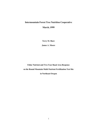 The primary objective of this study is to demonstrate the effects of multiple nutrient fertilizer application on improving plantation health and productivity. Multi-nutrient fertilization was successful in increasing nitrogen, potassium, sulfur and boron nutrient content in the ponderosa pine foliage. However, only nitrogen and potassium expressed concentrations above reported critical levels, while sulfur and boron foliar levels were deficient. On average, two-year basal area growth was 9.8% higher on the multi-nutrient treatment than on the control.