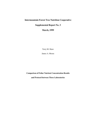 Foliar nutrient analysis results and laboratory analysis protocol were compared for three laboratories used by the IFTNC. Analysis of variance showed significant differences between laboratories for the same sample tissue. In addition, even though all three laboratories use ICP instrumentation, protocol techniques for preparing the foliage samples for analysis differ between laboratories. Various standards and internal checks are used routinely by each laboratory. It appears that the techniques used to digest and prepare the foliage samples are the main sources of variation between laboratories.