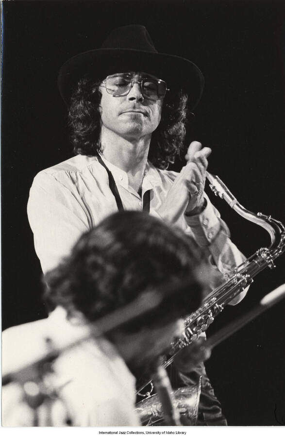 7 3/4 x 5 1/4 inch photograph; Gato Barbieri and unidentified musicians performing (1 duplicate)