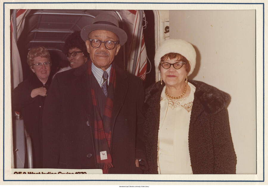 5 x 7 inch photograph; Eubie Blake and wife on board of the West Indies Cruise