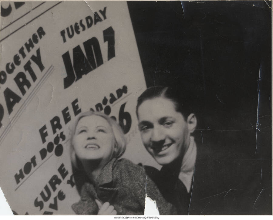 8 x 10 inch photograph; [Leonard Feather and Margaret Sands (Sande) at the Savoy Ballroom]