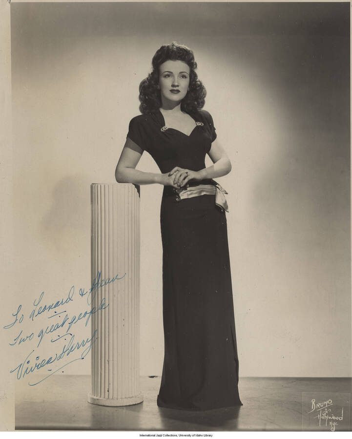 10 x 8 inch signed photograph; Vivien Garry. The photograph is dedicated to Jane and Leonard Feather