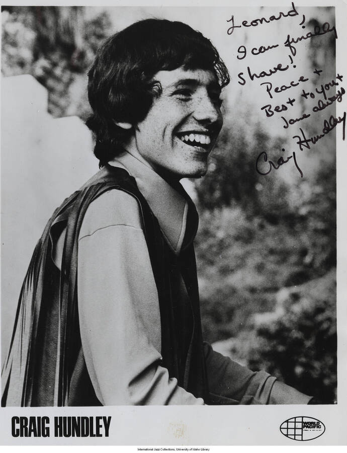 10 x 8 inch signed photograph; Craig Hundley. The photograph is dedicated to Leonard Feather