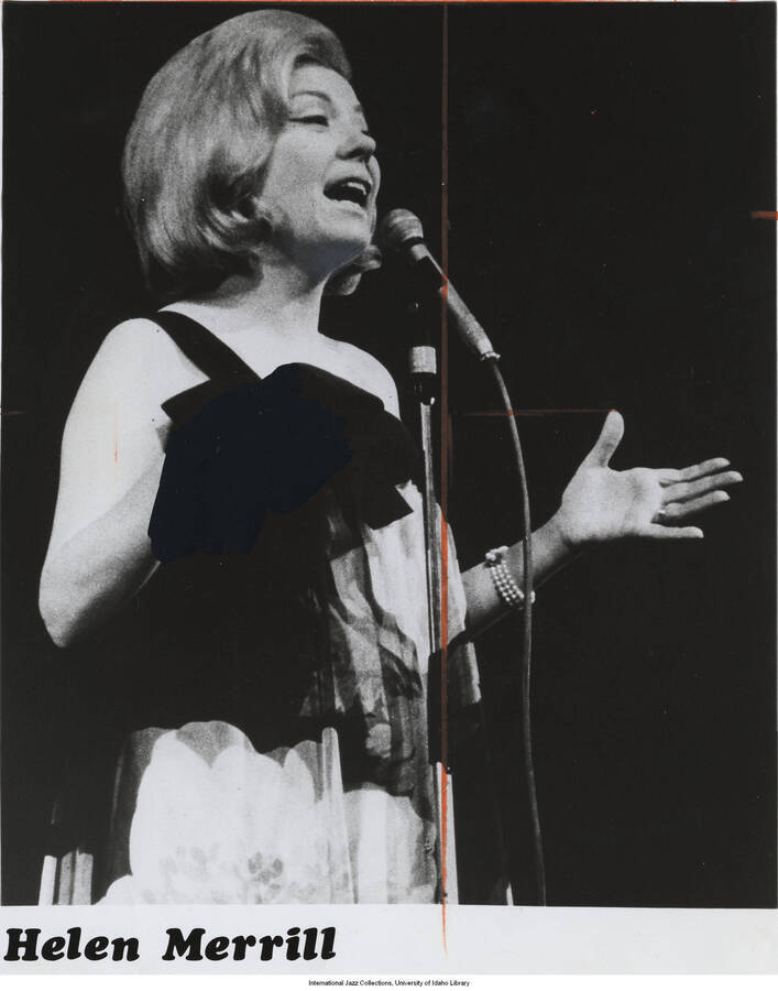 10 x 8 inch photograph; Helen Merrill. Written on the back of the photograph: Los Angeles Times Sunday picture order; publication date 10/9; Edition Calendar Velox