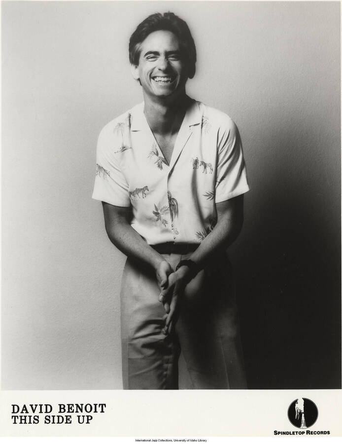 10 x 8 inch photograph; David Benoit. Label on the back of the photograph reads: David Benoit; Hermosa Beach Civic Theatre; 1987-02-14; 4th Annual Gala