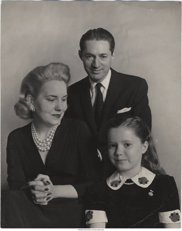 14 x 11 inch photograph; depicted are Leonard, Jane and Lorraine Feather