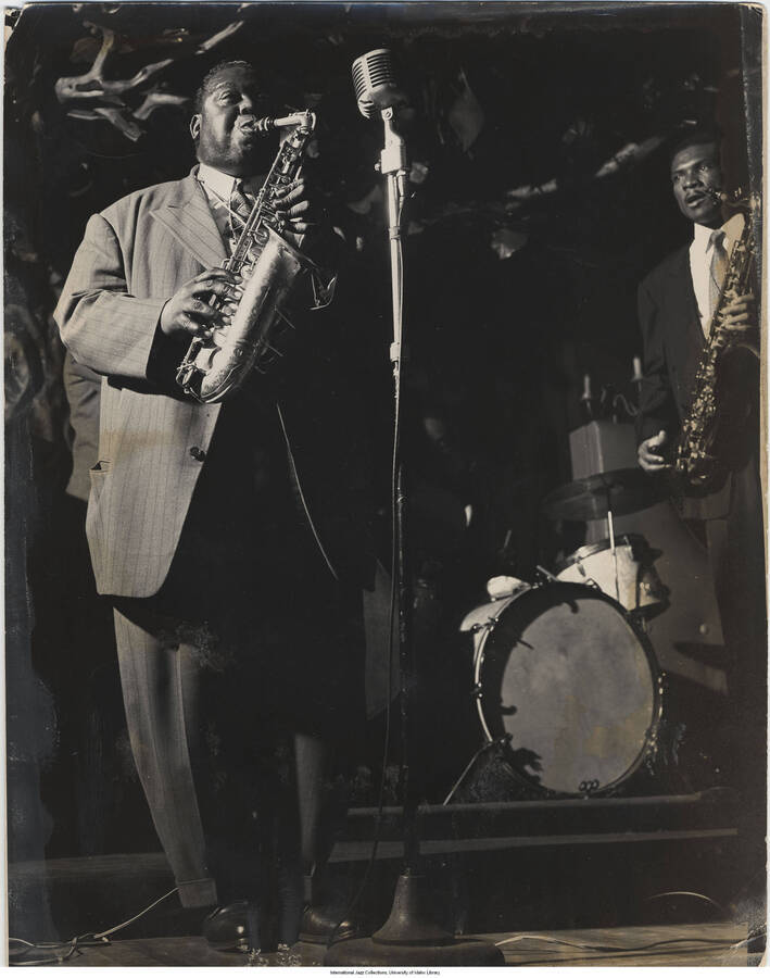 14 x 11 inch photograph; Saxophonist Pete Brown