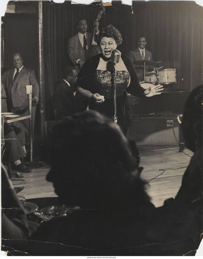 14 x 11 inch photograph; Ella Fitzgerald Downbeat Cafe, NYC, 1949