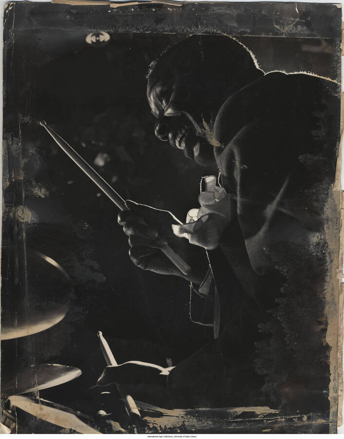 14 x 11 inch photograph; Drummer Kenny Clarke.