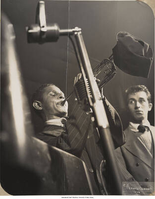 10 x 8 inch photograph; unidentified trumpeter