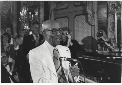 3 1/2 x 5 inch photograph; performing are Eubie Blake and unidentified musicians