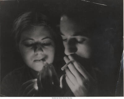 8 x 10 inch photograph; Leonard Feather and Margaret Sands (Sande) at the Savoy Ballroom