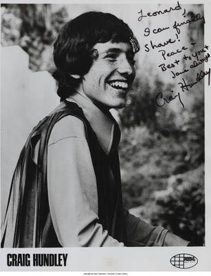 10 x 8 inch signed photograph; Craig Hundley. The photograph is dedicated to Leonard Feather
