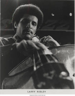 10 x 8 inch signed photograph; Larry Ridley. The photograph is dedicated to Leonard Feather, dated 1975