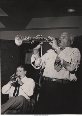 7 x 5 inch photograph; Wild Bill Davison and Sidney Bechet