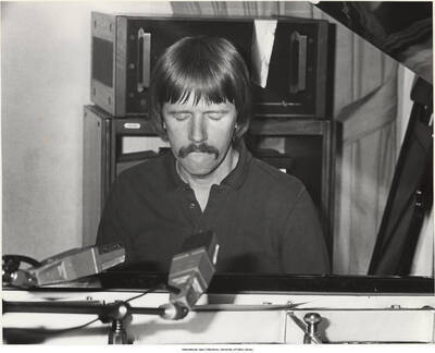 8 x 10 inch photograph; Alan Broadbent. Label on the back of the photograph reads: Pianist Alan Broadbent […] here adds his special touch to RealTime Digital Records' newly released album Jack Sheldon: Playin' it straight…