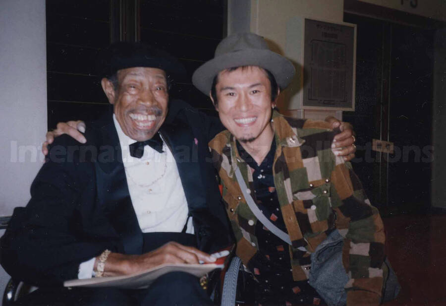 Al Grey posing with Yoshikazu ToJo at Nakano Sunplaza, Tokyo