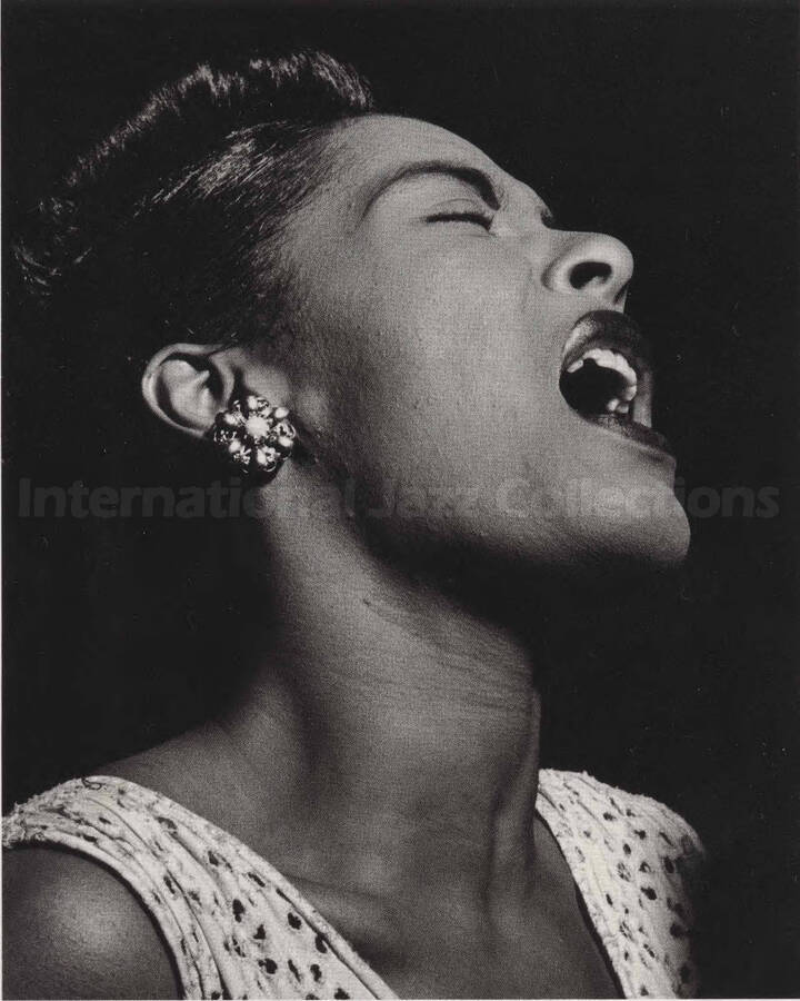 Billie Holiday, 1948. The photograph is dedicated to Rosalie and Al Grey from Bill Gottlieb