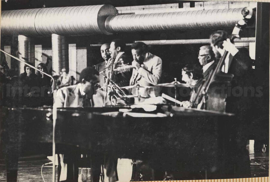 Al Grey performing with the Kansas City Jazz, in Oslo. This photograph is pasted on a photo album