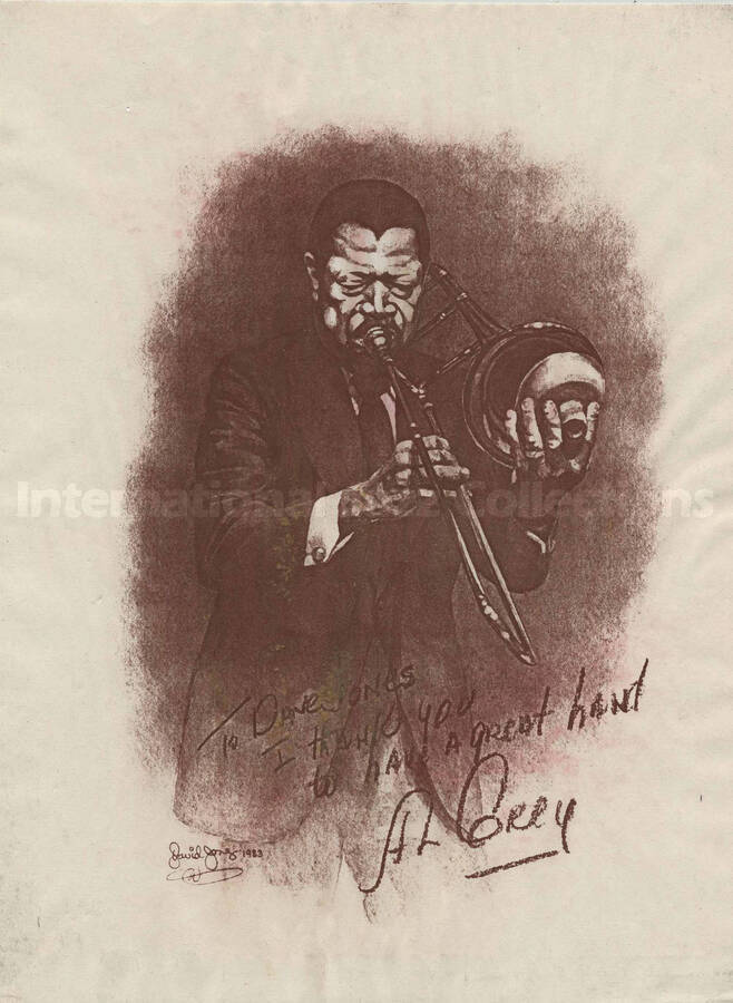 Al Grey, by David Jones. The drawing is dedicated to David Jones from Al Grey