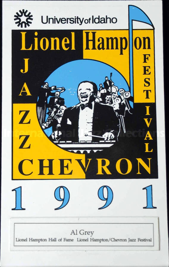 Acrylic plaque. To Al Grey from the University of Idaho for his contribution to the Lionel Hampton-Chevron Jazz Festival