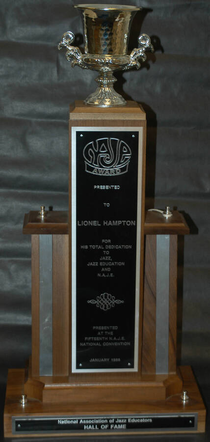 To Lionel Hampton from the National Association of Jazz Educators-NAJE Hall of Fame on the occasion of the fifteenth NAJE National Convention. January 1988