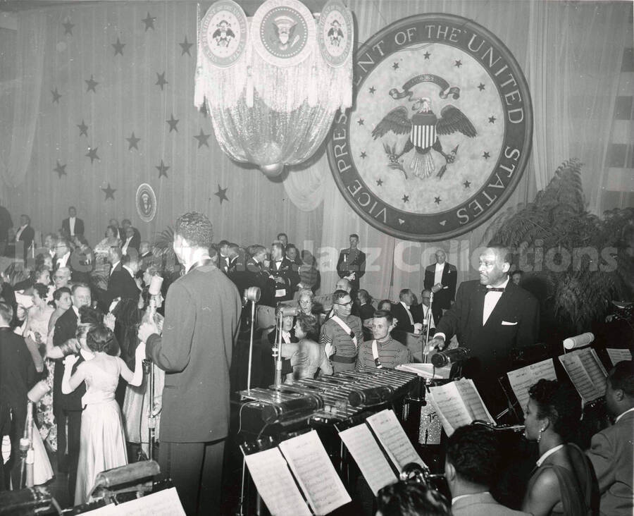 8 x 10 inch photograph. Lionel Hampton and orchestra perform at President Dwight D. Eisenhower’s Inaugural Ball