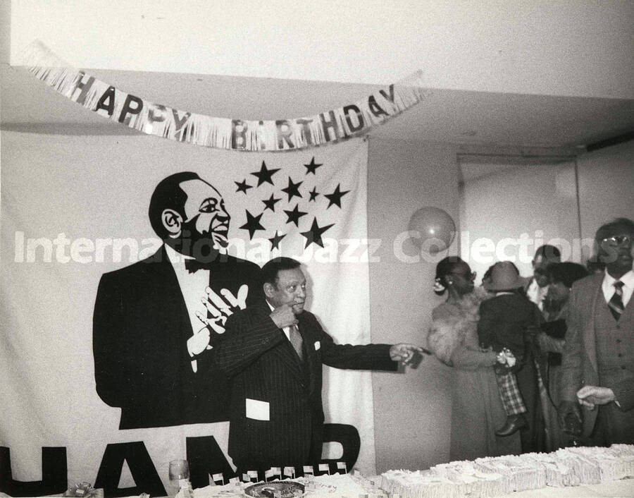 8 x 10 inch photograph. Lionel Hampton on the occasion of his Birthday party