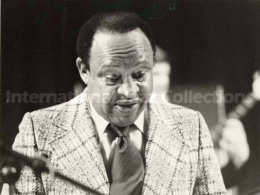 7 x 9 1/2 inch photograph. Lionel Hampton [in Marseille, France?]