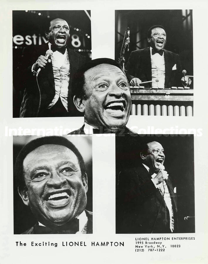10 x 8 inch promotional photograph. Lionel Hampton. Inscribed at the bottom of the photograph: The Exciting Lionel Hampton