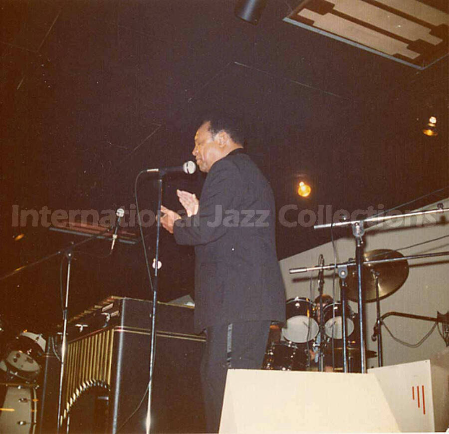 3 1/2 x 3 1/2 inch photograph. Lionel Hampton performing at the Birdland Cafe, in Wallingford, CT