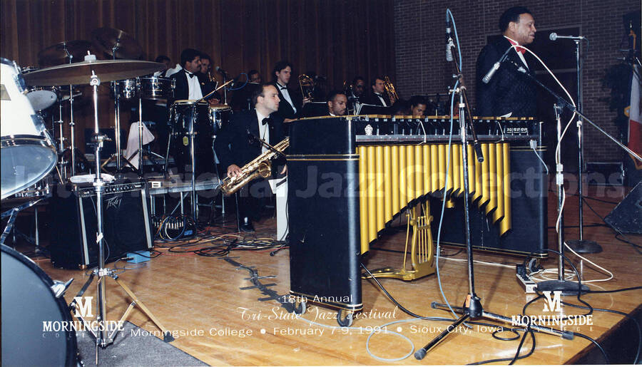 8 x 14 inch photograph. Lionel Hampton performing at the 18th Annual Tri-State Jazz Festival, at Morningside College, Sioux City, IA
