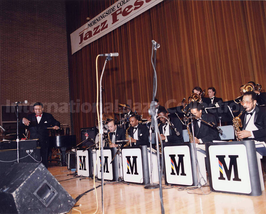 8 x 10 inch photograph. Lionel Hampton performing at the 18th Annual Tri-State Jazz Festival, at Morningside College, Sioux City, IA