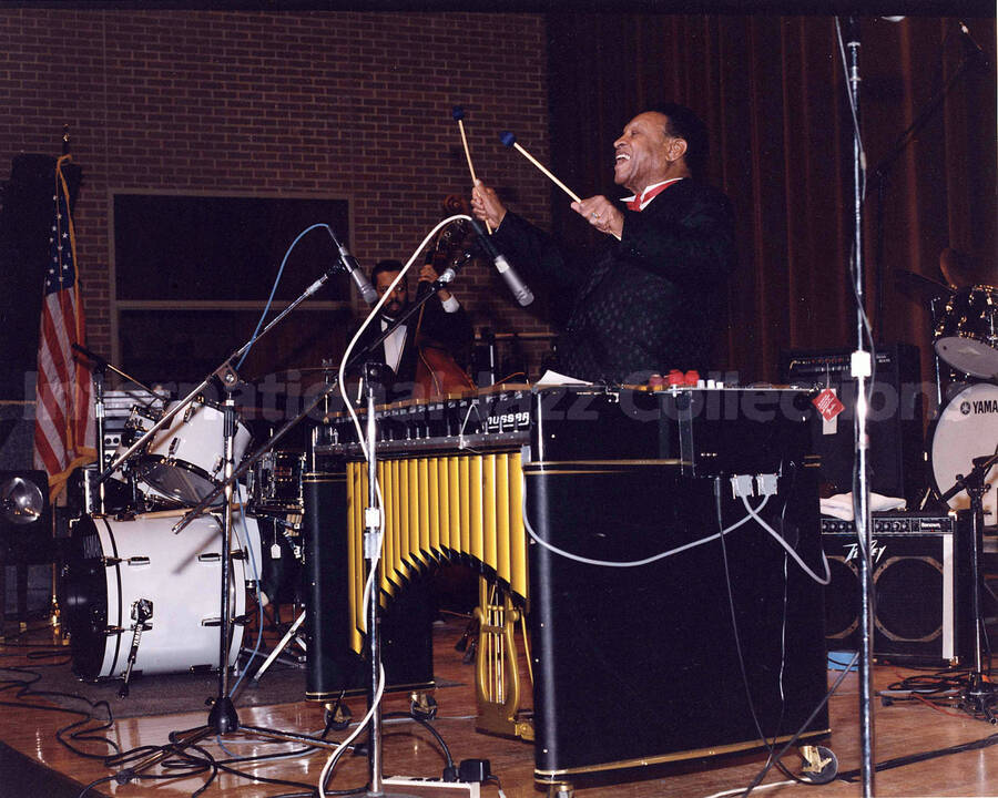 8 x 10 inch photograph. Lionel Hampton performing at the 18th Annual Tri-State Jazz Festival, at Morningside College, Sioux City, IA
