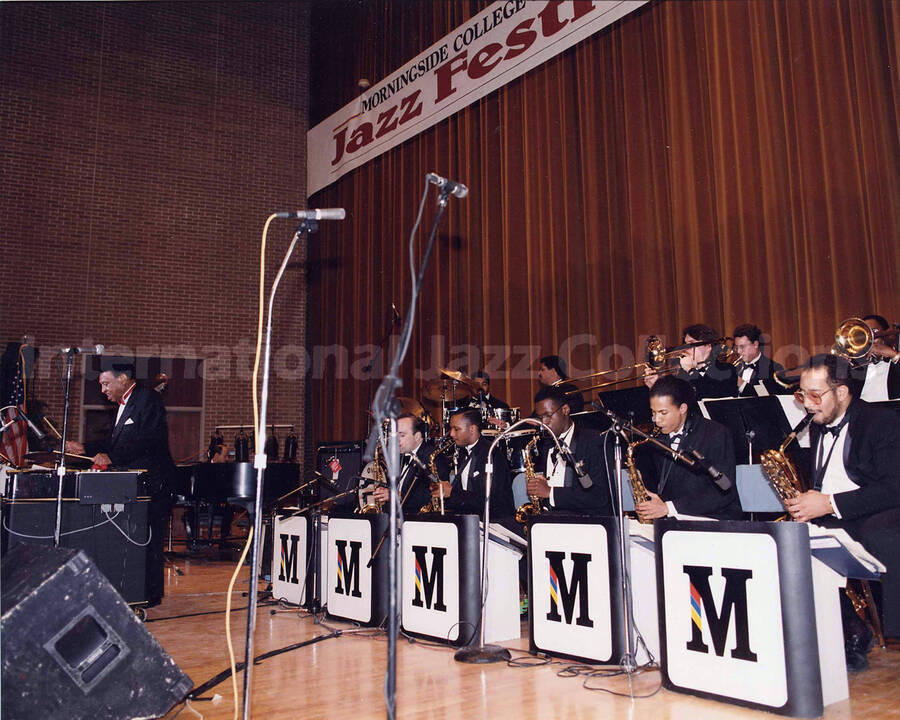 8 x 10 inch photograph. Lionel Hampton performing at the 18th Annual Tri-State Jazz Festival, at Morningside College, Sioux City, IA