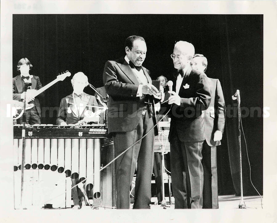 8 x 10 inch photograph. Lionel Hampton [on the occasion of his receiving a medal]