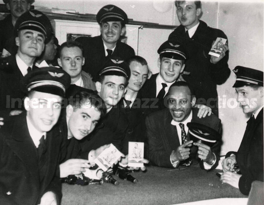 8 x 10 inch photograph. Lionel Hampton [with U.S. Air Force personnel]