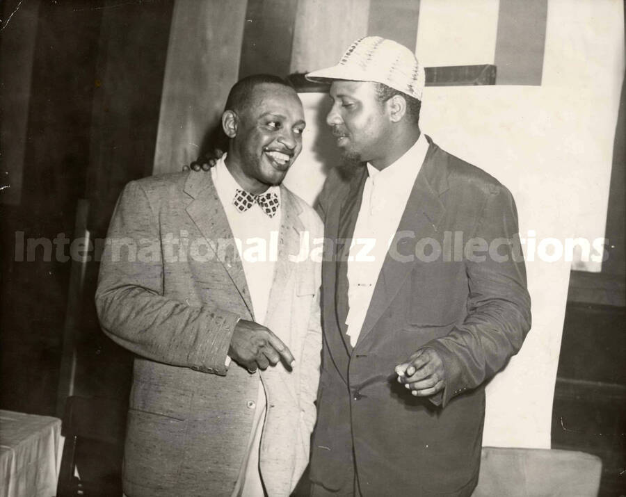8 x 10 inch photograph. Lionel Hampton and Thelonius Monk at the Bandbox