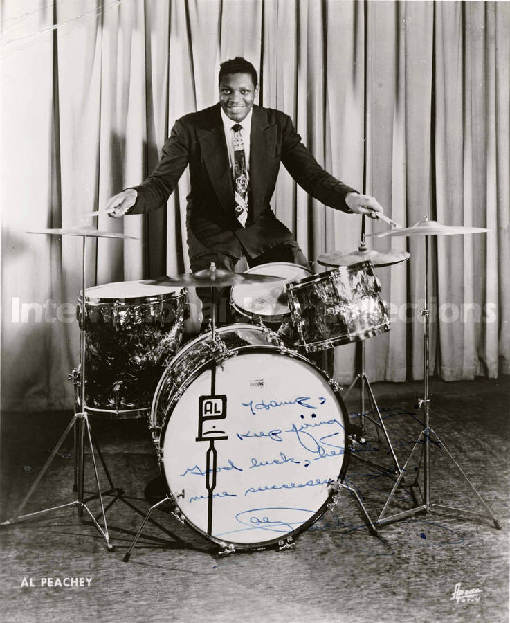 10 x 8 inch signed photograph. Al Peachey. This photograph is dedicated to Lionel Hampton