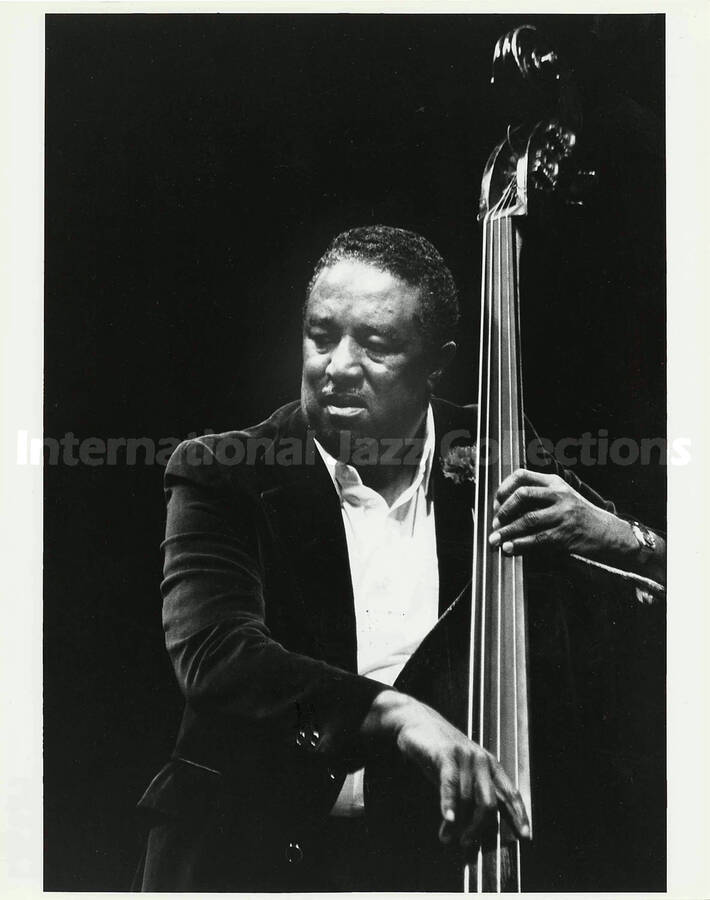 8 x 10 inch photograph. Ray Brown playing the bass. Stamped on the back of the photograph:University of Idaho; Lionel Hampton/Chevron Jazz Festival