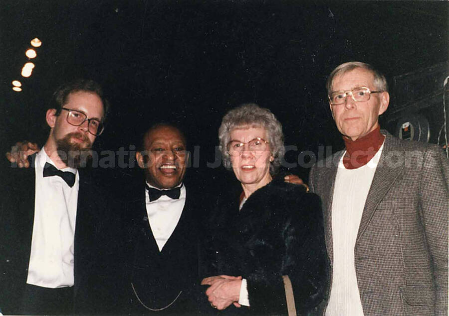 3 1/2 x 5 inch photograph. Lionel Hampton with unidentified persons